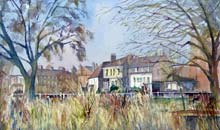 Across the Pond, Barnes watercolour, 33 x 48cm