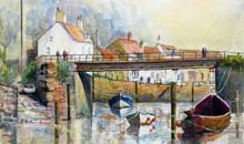 Bridge Over The Beck, Staithes watercolour, 34 x 42cm