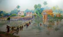 Early Morning, Thanjavur watercolour, 36 x 55cm