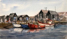 Southwold Harbour, watercolour, 26 x 36cm