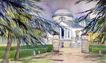 Chiswick House watercolour, framed, 40x50cm