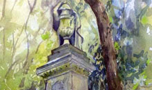 Nunhead Cemetery 1 watercolour, framed 40x30cm