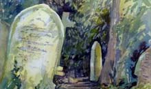 Nunhead Cemetery 2 watercolour, framed 40x30cm