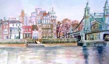 Hammersmith Bridge on a cold morning Sketch from London 1 series