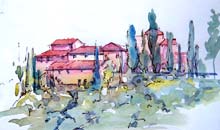 Hilltop hamlet, Italy Sketch from Abroad 2 series