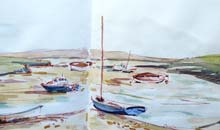 Ovary Staithes in sheeting rain! Sketch from Out and about In England 3 series