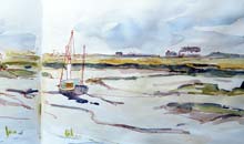 Low Tide, Brancaster Staithes Sketch from Out and about In England 2 series