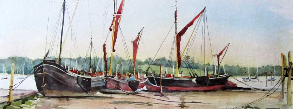 Barges at Low Tide, Pin Mill